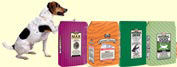 A dog and Nutro dog food.