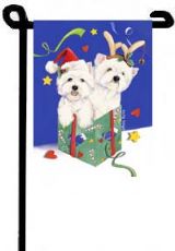 West Highland Terrier puppies on flag. west-highland-terrier-puppy-house-flag.jpg