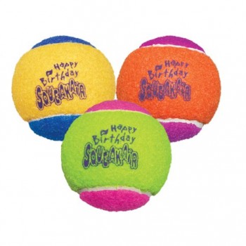 This set of 3 KONG Squeaker Tennis Balls is a perfect gift for for dogs. I like the bright colors. My dogs like that they squeak... and float!