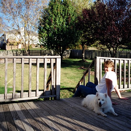 Lynnette and Jersey enjoying the new deck.