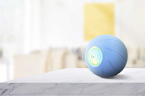 I like the design of the new Wicked Ball for dogs a lot -- especially the POWER button and the CHARGING port (seen here on the white portion of the blue ball).