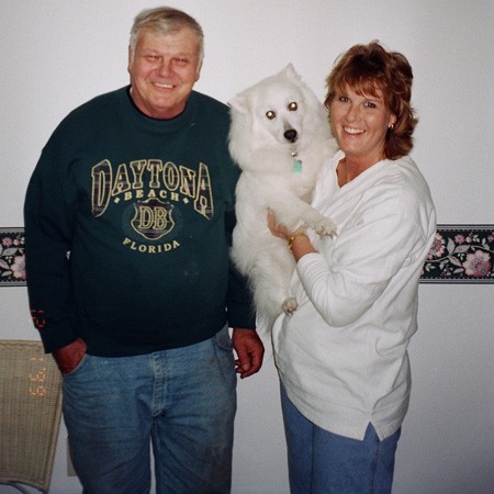 Lynnette and her dad, Dave, with Jersey in Gulf Breeze, Florida.