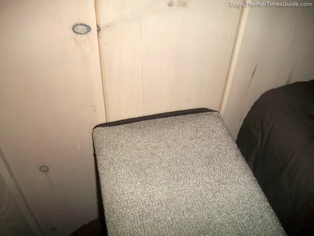 The landing for the dog ramp is large enough that she won't fall off. 