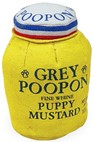 Grey Poupon mustard dog toy.
