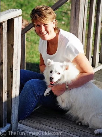 This is me with my second American Eskimo dog, Jersey.