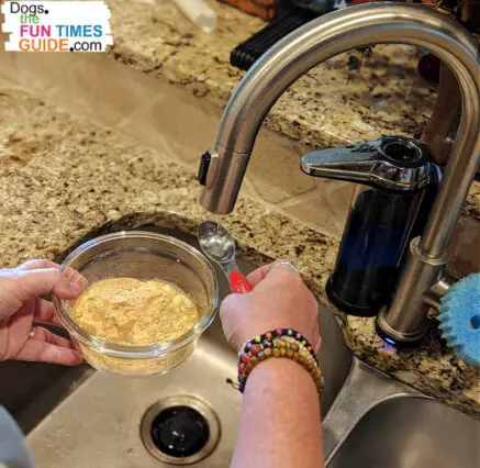 To make easy frozen dog treats for summer, you simply combine the Cooper's Treats Pupsicle Mix with water. That's it!