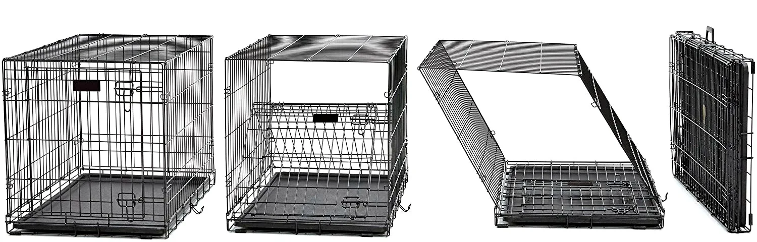 Midwest dog crates set up easily in seconds simply by "unfolding" the metal cage walls.