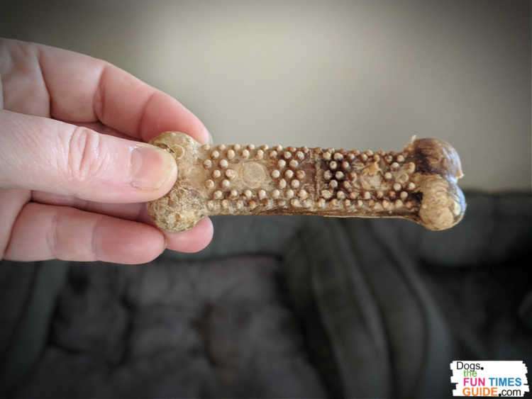 This is a closeup of Nubz dental chews for dogs. My dogs LOVE them. I break them in half to save money on these dog treats. photo by Lynnette at TheFunTimesGuide.com This is a closeup of Nubz dental chews for dogs. My dogs LOVE them. I break them in half to save money on these dog treats.