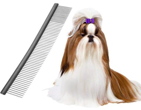 A greyhound comb like this is great for removing any final mats in your Shih Tzu's hair. 